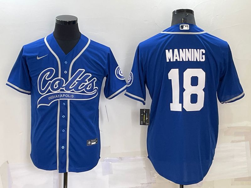 Men Indianapolis Colts #18 Manning Blue 2022 Nike Co branded NFL Jersey